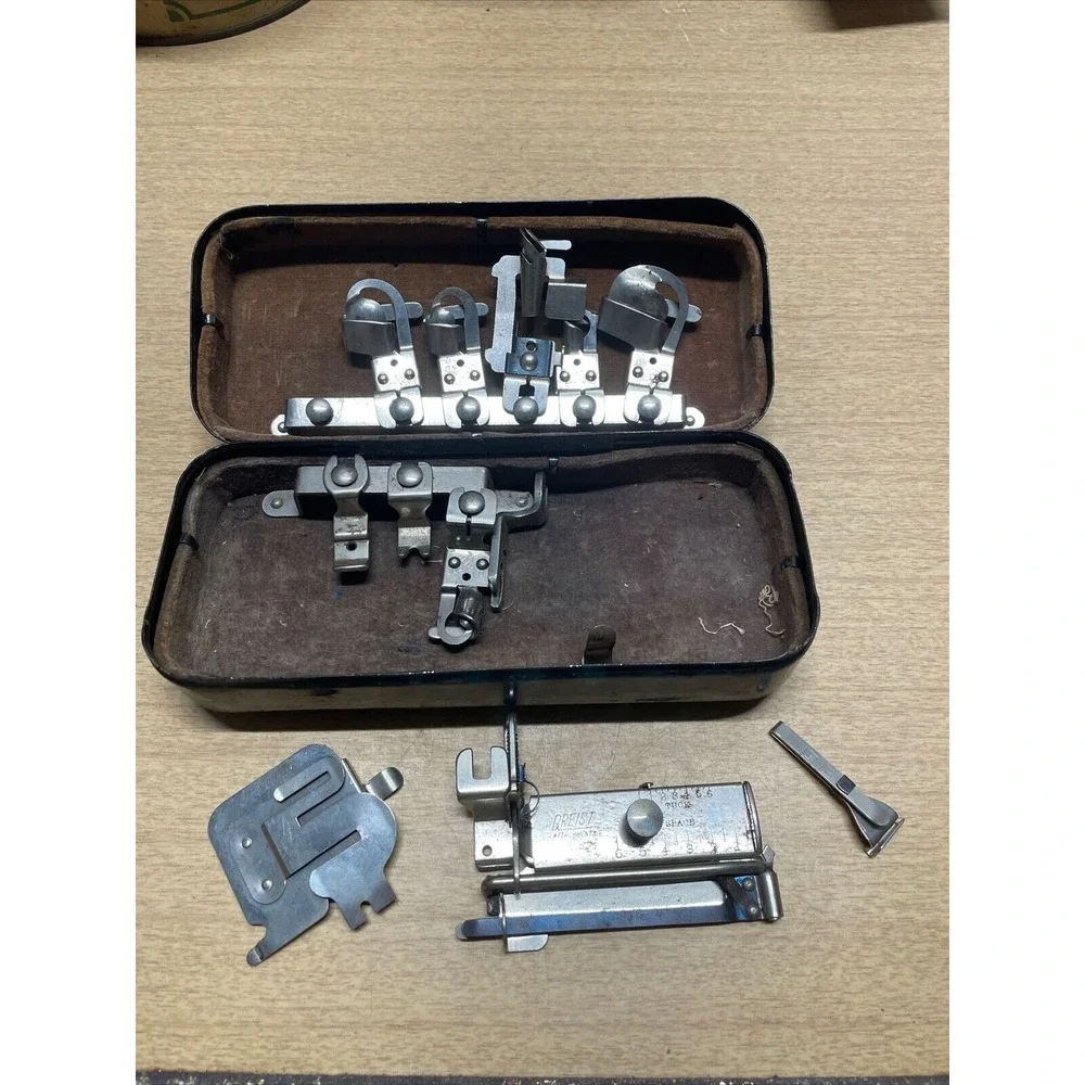 1891‎ Period Rotary Greist Sewing Machine Attachment Box & Contents Excellent
